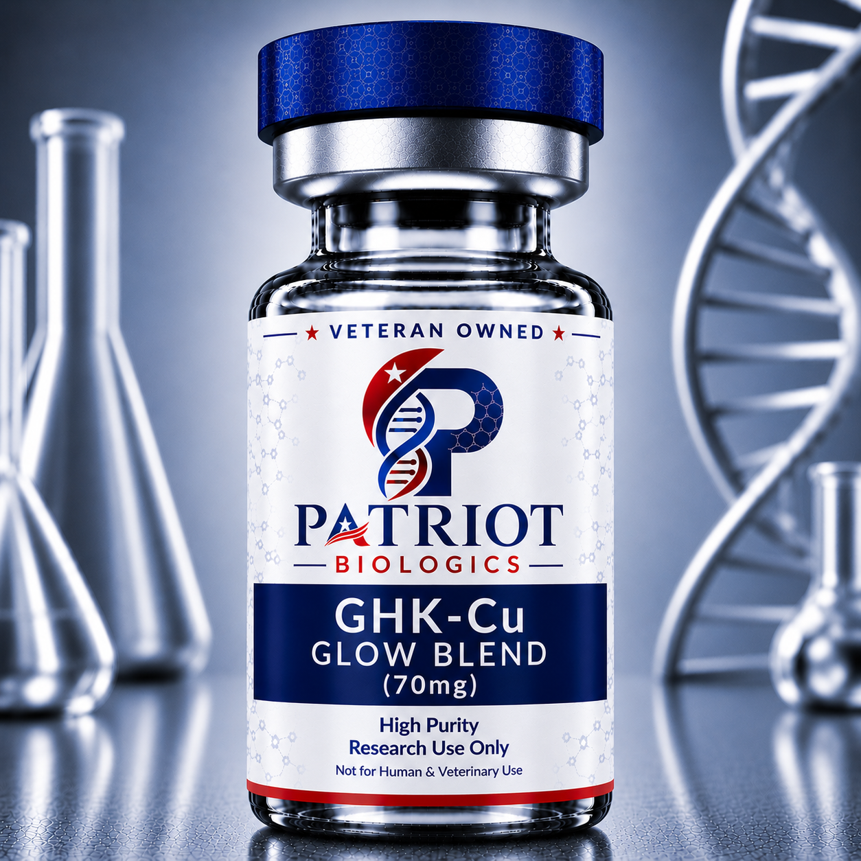 GHK-Cu Glow Blend 70mg research peptide vial