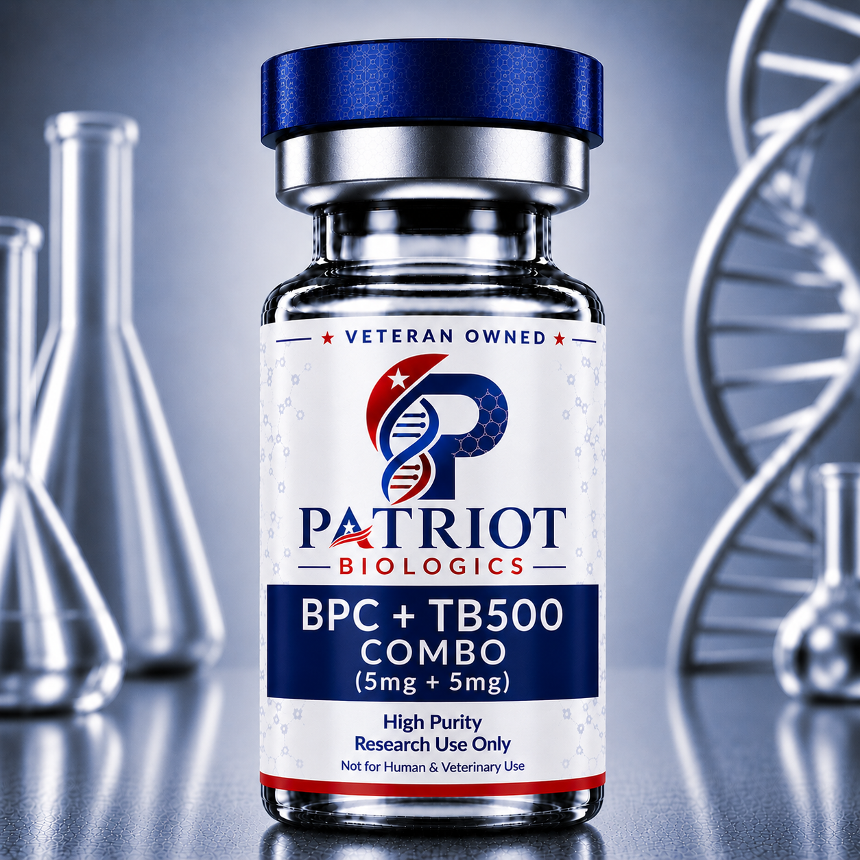 BPC-157 + TB-500 Combo 5mg + 5mg research peptide vial